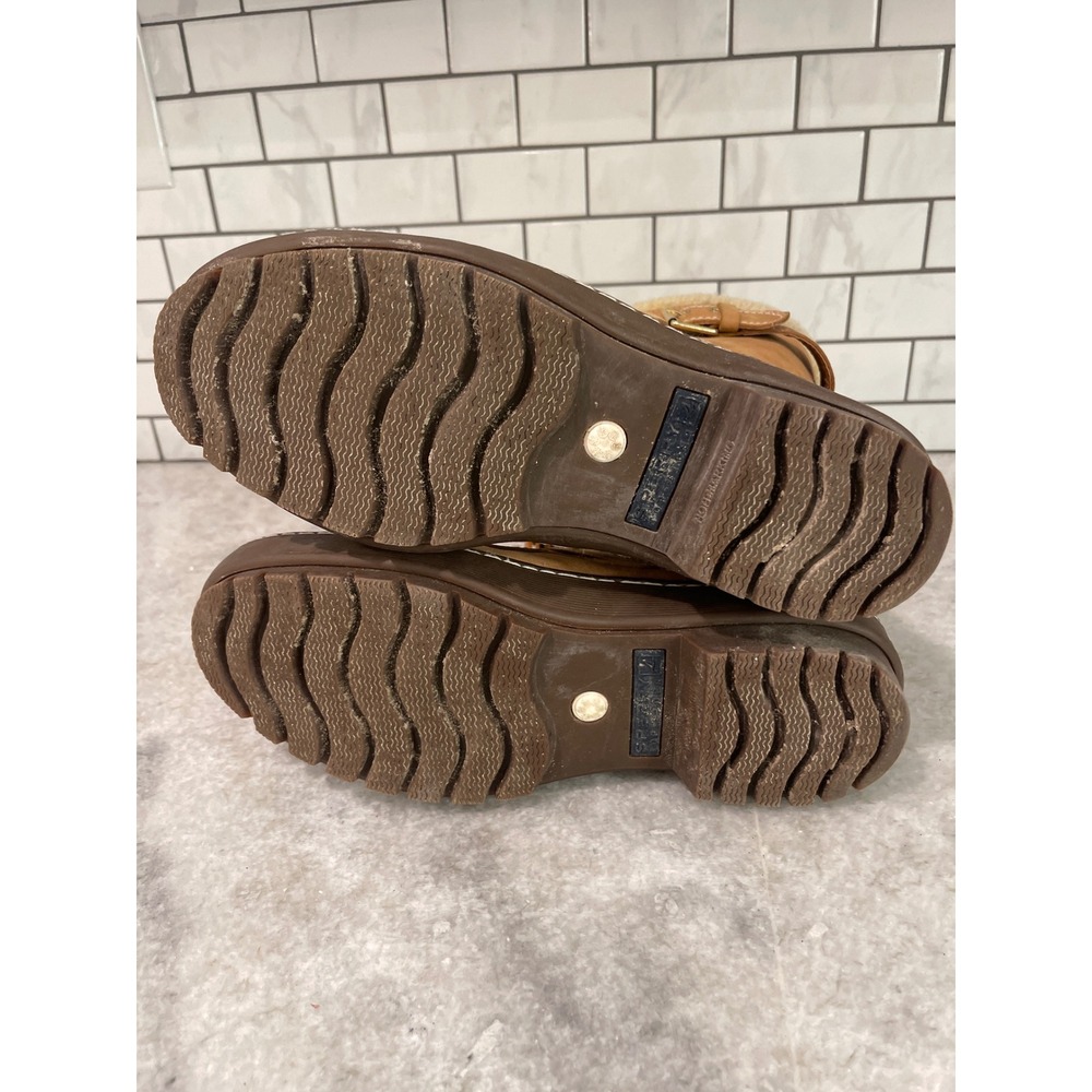 Sperry Boots Womens 11 Tan Leather Shearling Lined Thinsulate Duck Boots Buckle - Picture 9 of 9